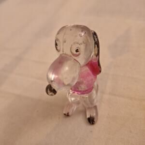 vintage Hong Kong clear plastic dog figure toy poodle doggie k9 pup 2.5" puppy